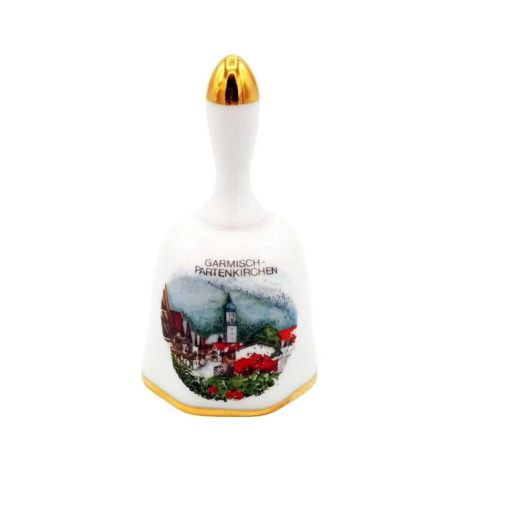 Bell West Germany Kleiber Garmisch-Partenkirchen Porcelain Gold Accents 4"